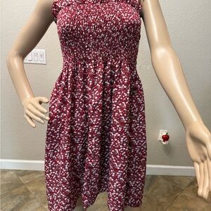 Floral Red Smocked Dress